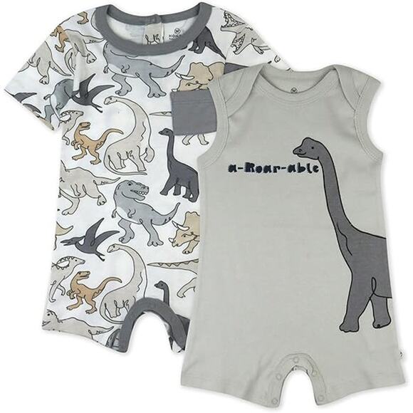 New 2-Pack HonestBaby Boys 12 Months Short Sleeve Tank Organic Cotton Rompers - Picture 1 of 7